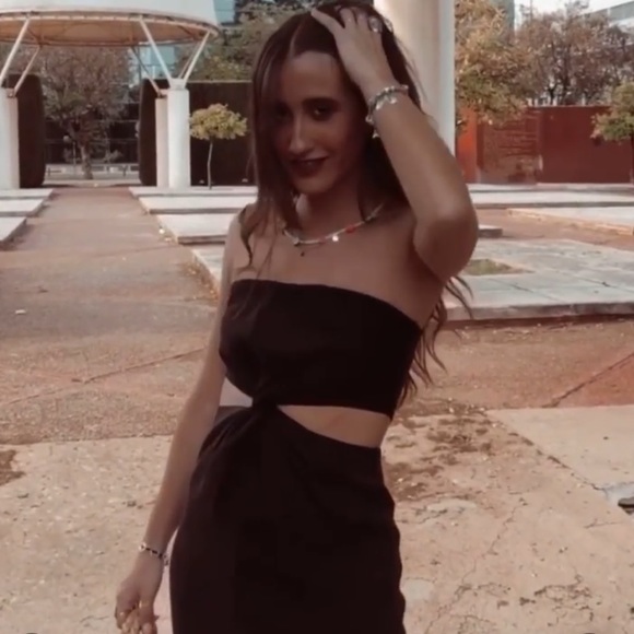 Zara BLACK LINEN BLEND STRAPLESS CUTOUT DRESS - Picture 9 of 9